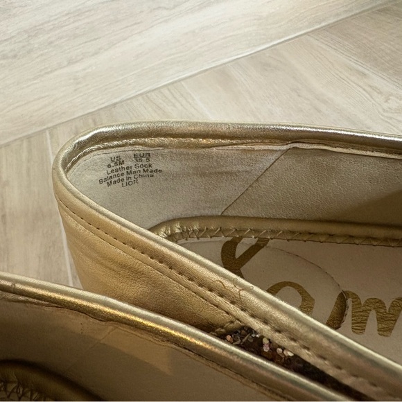 Sam Edelman Women's Loraine Glitter Gold Leather Loafers Sz 6.5 - Picture 11 of 12